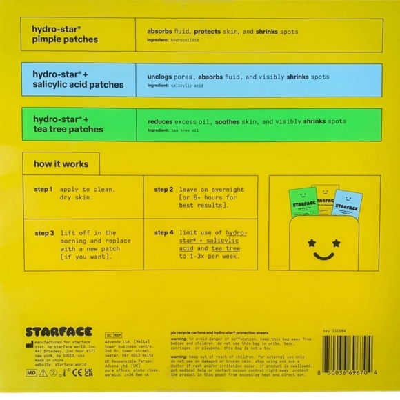 Starface The Big Lil Gift Set Yellow Plush Pouch with Hydro-Star Pimple Patches - Picture 6 of 6